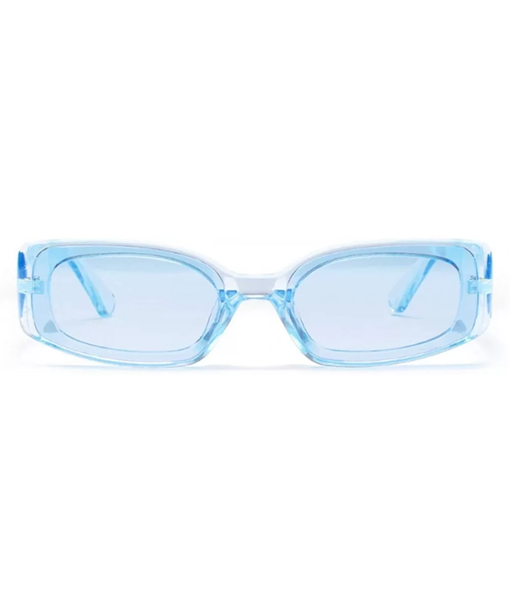 Men's and Women's Retro Square Resin lens Candy Colors Sunglasses UV400 - Blue - CI18NG2KQK5 $12.43 Square