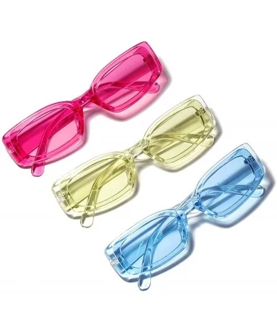 Men's and Women's Retro Square Resin lens Candy Colors Sunglasses UV400 - Blue - CI18NG2KQK5 $12.43 Square