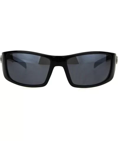 90s Classic Mens Biker Gangster Plastic Sunglasses - All Black - C618HZ3HIY7 $12.72 Rectangular