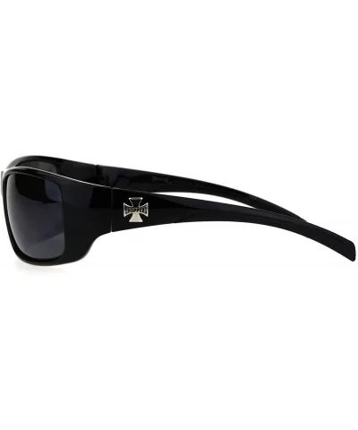 90s Classic Mens Biker Gangster Plastic Sunglasses - All Black - C618HZ3HIY7 $12.72 Rectangular