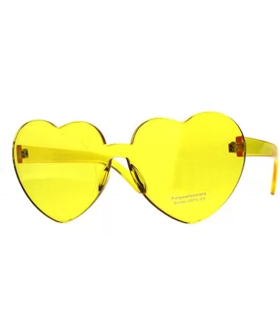 Monoblock Heart Shape Sunglasses Womens Fashion Shades UV 400 - Yellow - CF18DKLORQA $17.91 Oversized