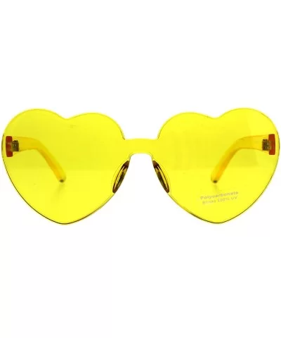 Monoblock Heart Shape Sunglasses Womens Fashion Shades UV 400 - Yellow - CF18DKLORQA $17.91 Oversized