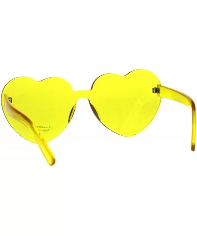 Monoblock Heart Shape Sunglasses Womens Fashion Shades UV 400 - Yellow - CF18DKLORQA $17.91 Oversized