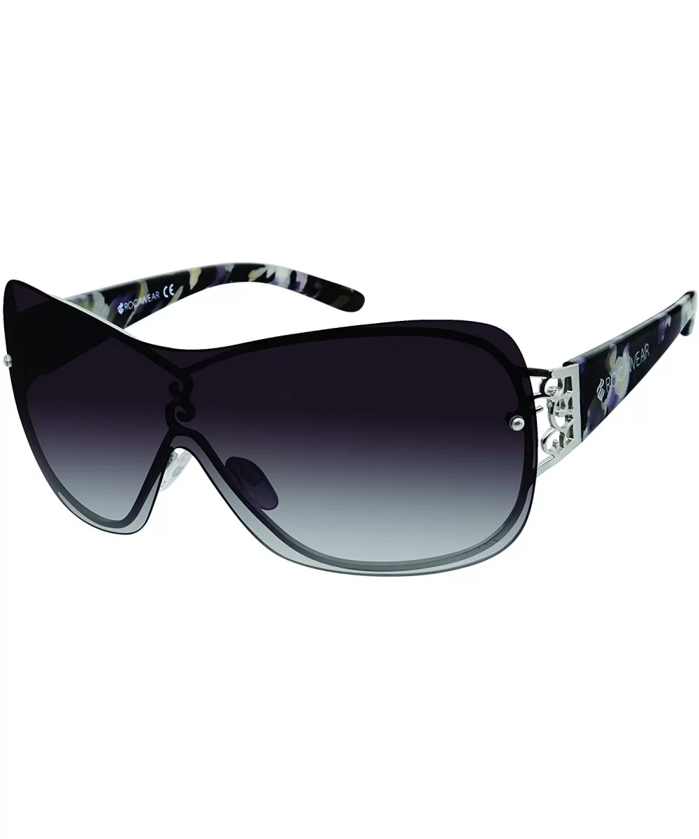 Women's R681 Shield Sunglasses with 100% UV Protection - 72 mm - Silver & Animal - CW180SXT0OS $54.08 Oversized
