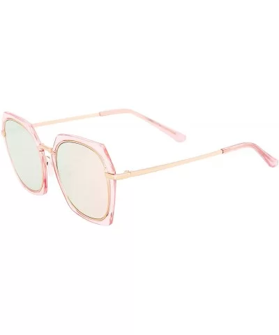 Modern Oversized Sunglasses for Men & Women Retro Square Sunnies - Pink Frame/Pink Lens - CG18U76HGCR $15.26 Square