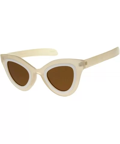 Womens High Fashion Two-Toned Chunky Oversize Cat Eye Sunglasses 42mm - Creme-white / Brown - CE12J18EW4D $14.03 Cat Eye