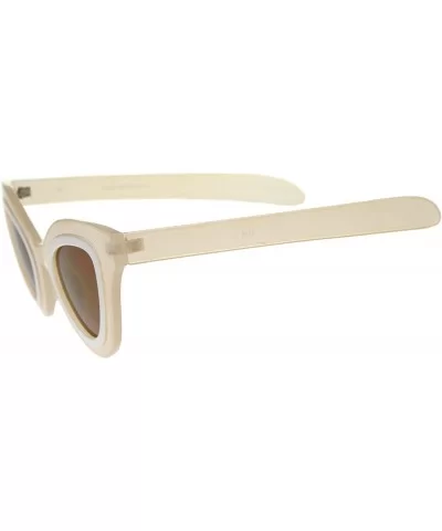 Womens High Fashion Two-Toned Chunky Oversize Cat Eye Sunglasses 42mm - Creme-white / Brown - CE12J18EW4D $14.03 Cat Eye