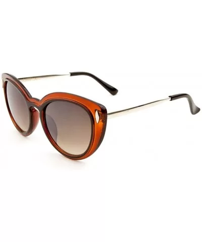 Clear Oversized Cat Eye Nikita Sunglasses - Brown & Silver - CW12FRONGTR $12.75 Oversized