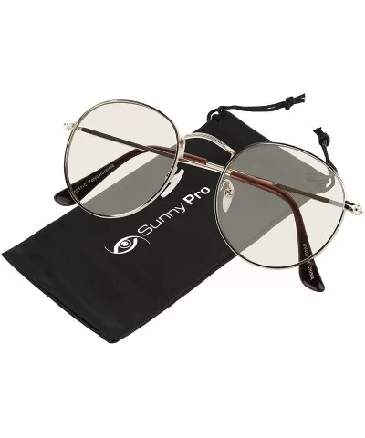 Clear Lens Glasses Round Sunglasses For Women and Men Circle Sun Glasses UV400 - 1 Gold Glasses - C418OENH8XT $11.56 Aviator