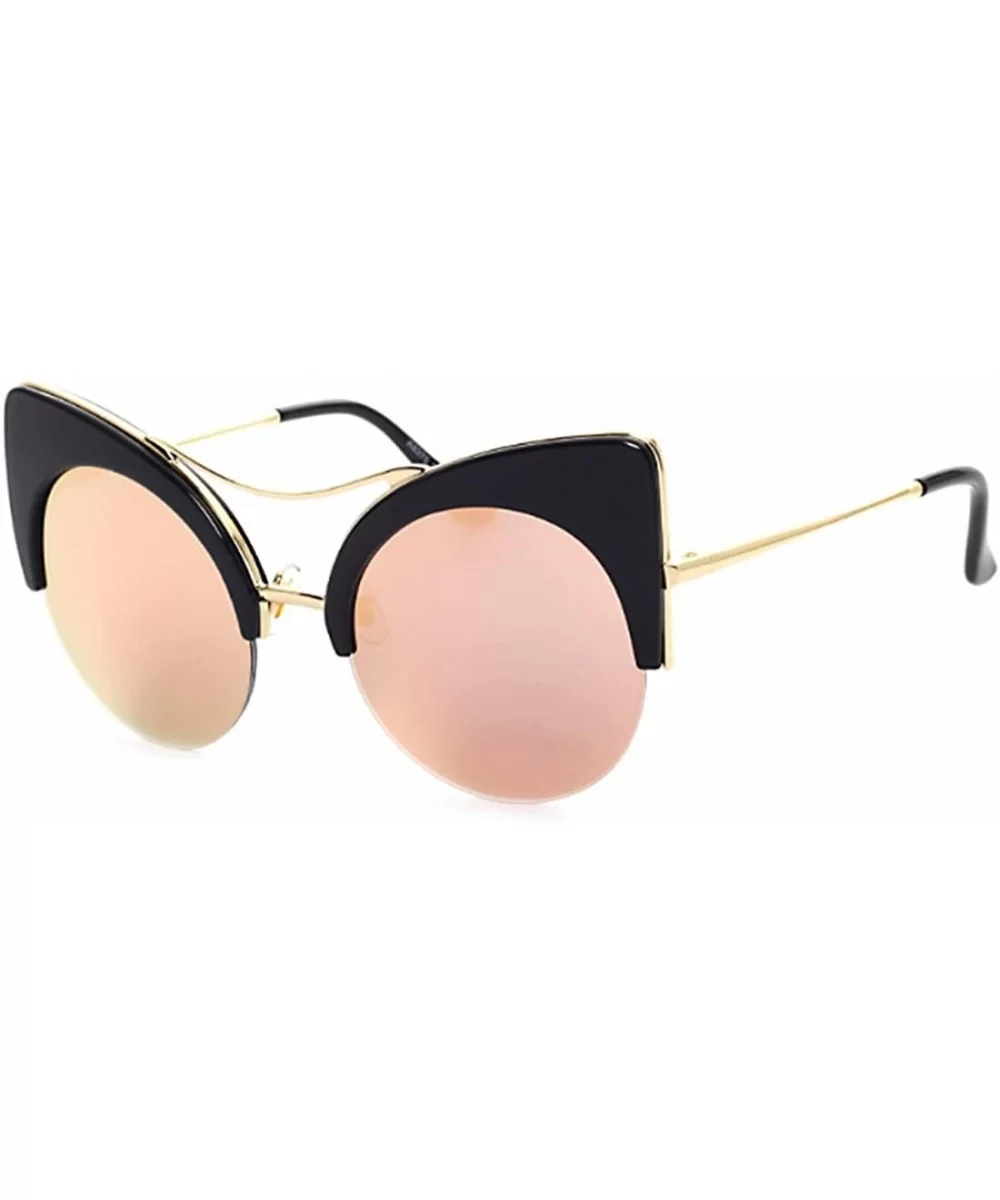 Cat Eye Sunglasses Retro Eyewear Half frame eyeglasses for Men women - Black Pink - CH18EQDZEMX $13.51 Rimless