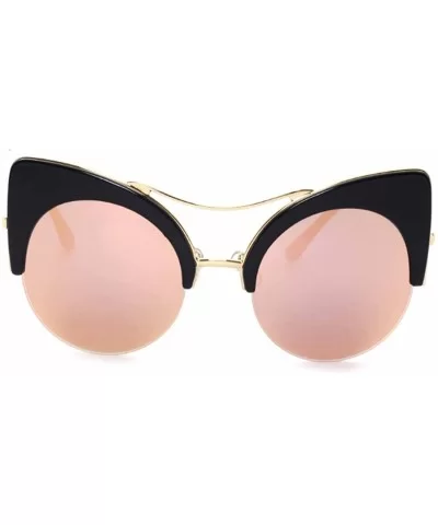 Cat Eye Sunglasses Retro Eyewear Half frame eyeglasses for Men women - Black Pink - CH18EQDZEMX $13.51 Rimless