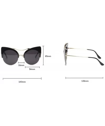 Cat Eye Sunglasses Retro Eyewear Half frame eyeglasses for Men women - Black Pink - CH18EQDZEMX $13.51 Rimless