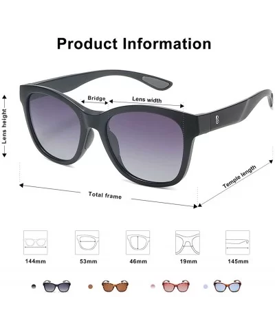 Womens Sport Polarized Sunglasses Square TR90 Frame UV400 Lenses SJ2089 - C1 Matte Black Frame/Gradient Grey Lens - CE194X0M0...