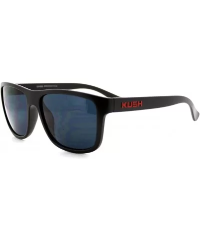 KUSH Sunglasses Square Rectangular Black Frame Unisex Dark Lens - Black Red - C81258TPADZ $11.99 Rectangular