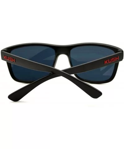 KUSH Sunglasses Square Rectangular Black Frame Unisex Dark Lens - Black Red - C81258TPADZ $11.99 Rectangular