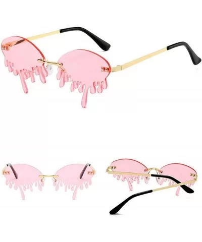 2020 New Rimless Sunglasses Women Unique Tears Shape Shades Sun Glasses Eyewear with Glasses Case - Pink - CA199ASRLMQ $17.72...