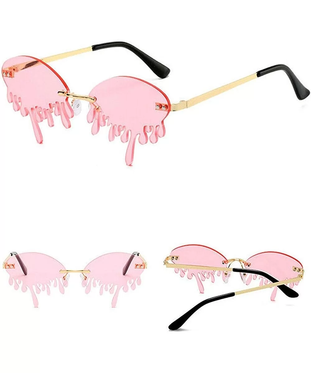 2020 New Rimless Sunglasses Women Unique Tears Shape Shades Sun Glasses Eyewear with Glasses Case - Pink - CA199ASRLMQ $17.72...