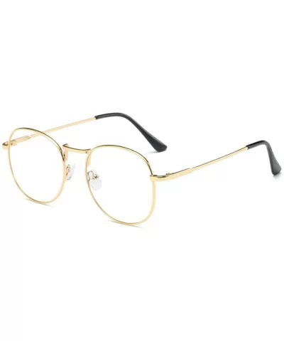 Men women retro glasses full frame round resin lenses myopia glasses - Golden - CA18EA6MOYW $39.87 Round