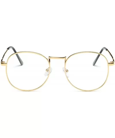 Men women retro glasses full frame round resin lenses myopia glasses - Golden - CA18EA6MOYW $39.87 Round