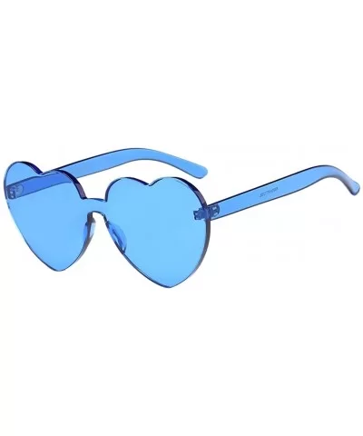 Women Rimless Sunglasses Mirror Candy Color Integrated Transparent Eyewear - Blue - C019358W2KT $19.08 Rimless