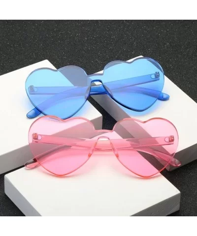 Women Rimless Sunglasses Mirror Candy Color Integrated Transparent Eyewear - Blue - C019358W2KT $19.08 Rimless