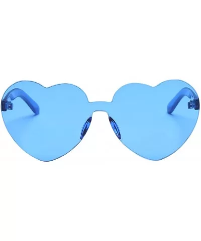 Women Rimless Sunglasses Mirror Candy Color Integrated Transparent Eyewear - Blue - C019358W2KT $19.08 Rimless