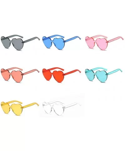 Women Rimless Sunglasses Mirror Candy Color Integrated Transparent Eyewear - Blue - C019358W2KT $19.08 Rimless