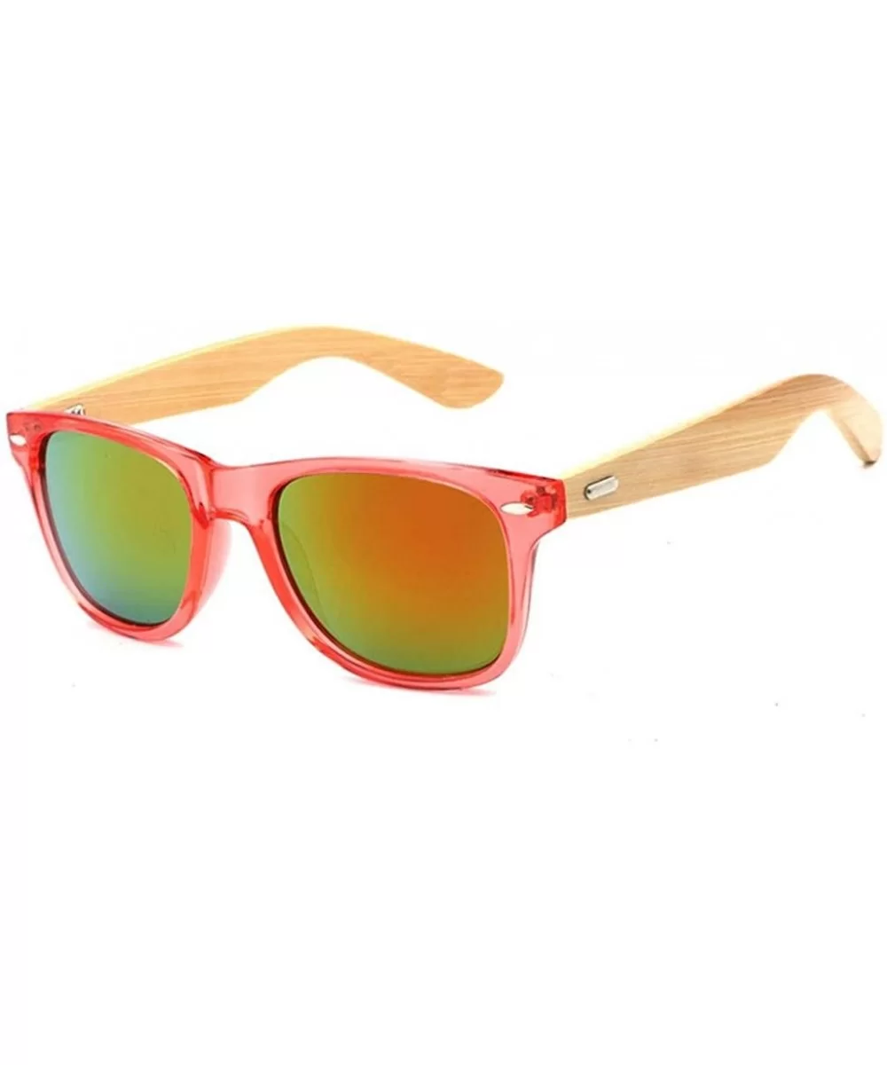 2018 Bamboo Sunglasses Wooden Wood Retro Vintage Summer Glasses for Men Women - T - C818EM3SDYM $12.66 Goggle