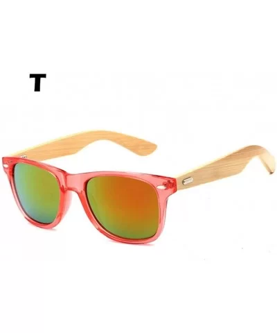 2018 Bamboo Sunglasses Wooden Wood Retro Vintage Summer Glasses for Men Women - T - C818EM3SDYM $12.66 Goggle