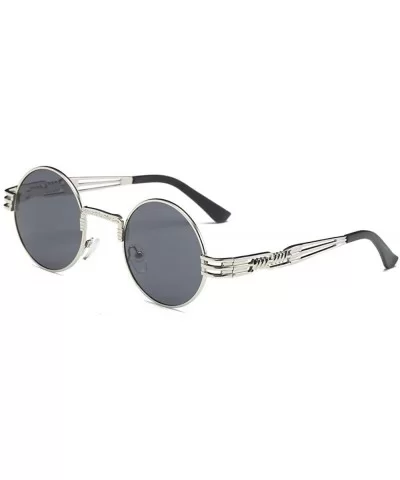 New Women Retro Round Frame Glasses Unisex Fashion Mirror Lens Travel Sunglasses - I - CL18SRYEORT $11.59 Square