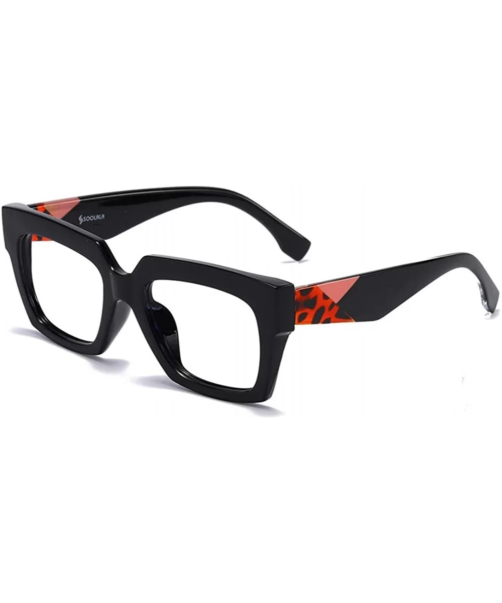 Anti-Blue Blocker Light Square Reading Glasses w/Leopard Arms - Anti Blue - Black - CD18YKUOE5C $23.74 Butterfly