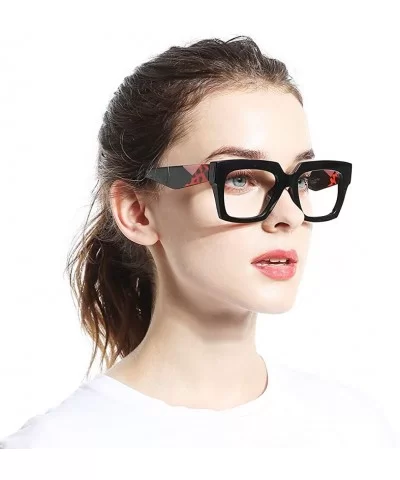 Anti-Blue Blocker Light Square Reading Glasses w/Leopard Arms - Anti Blue - Black - CD18YKUOE5C $23.74 Butterfly