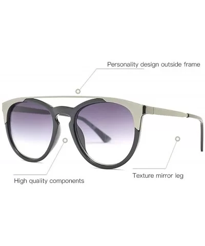 New fashion luxury metal frame trend brand designer double nose beam unisex sunglasses UV400 - Black Silver - CC18M97H8OY $17...