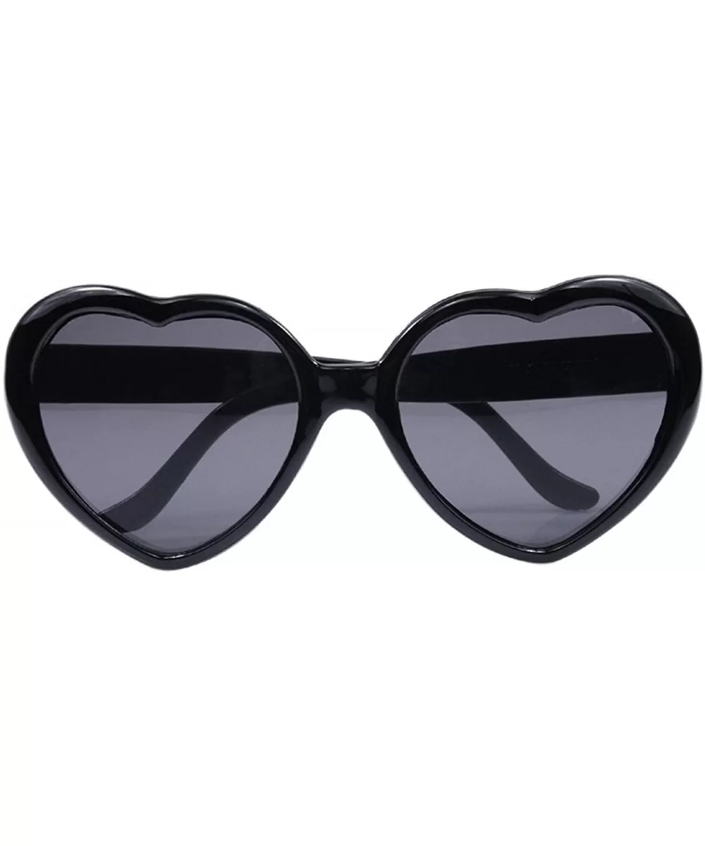 Women Fashion Oversized Heart Shaped Retro Sunglasses Cute Eyewear UV400 - Black - CC12NUXSGEM $11.43 Rimless