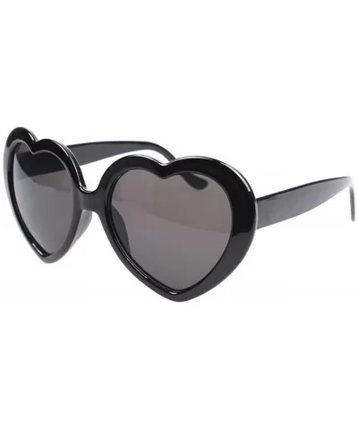 Women Fashion Oversized Heart Shaped Retro Sunglasses Cute Eyewear UV400 - Black - CC12NUXSGEM $11.43 Rimless