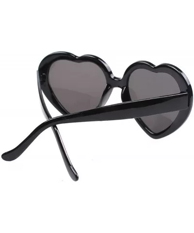 Women Fashion Oversized Heart Shaped Retro Sunglasses Cute Eyewear UV400 - Black - CC12NUXSGEM $11.43 Rimless