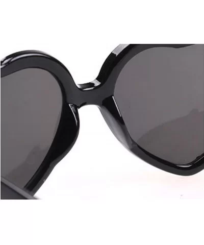 Women Fashion Oversized Heart Shaped Retro Sunglasses Cute Eyewear UV400 - Black - CC12NUXSGEM $11.43 Rimless