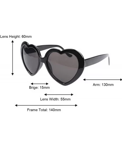 Women Fashion Oversized Heart Shaped Retro Sunglasses Cute Eyewear UV400 - Black - CC12NUXSGEM $11.43 Rimless