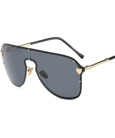 V Oversize Shield Women Sunglasses E 2180 Big Frame Gradient Lens - Black - CL18CLTZH9U $19.94 Rimless