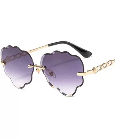 Wave Pattern Color Frameless Sunglasses Fashion Men and Women Visor Mirror - 5 - CY190S4IUSI $54.47 Sport