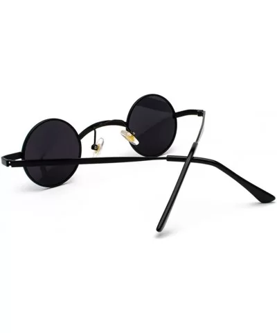 Small Round Sunglasses Men Metal Retro Tiny Sun Glasses for Women Accessories - Full Black - CS18GCZSXA5 $13.55 Round