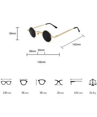 Small Round Sunglasses Men Metal Retro Tiny Sun Glasses for Women Accessories - Full Black - CS18GCZSXA5 $13.55 Round