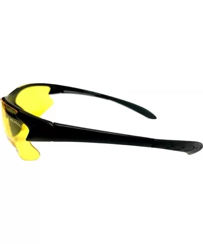 Half Frame Sport Wrap Around Yellow HD Night Driving Glasses - Black - CX18OGZXRST $20.84 Rimless