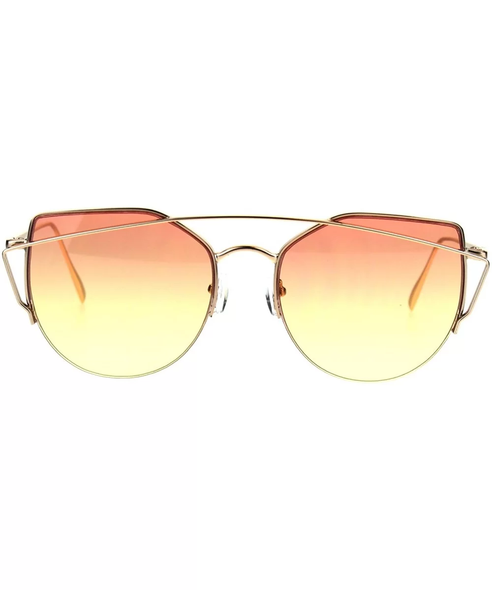 Oceanic Gradient Retro Metal Half Rim Avant Garde Cat Eye Sunglasses - Gold Orange Yellow - C118643TWX2 $18.85 Cat Eye