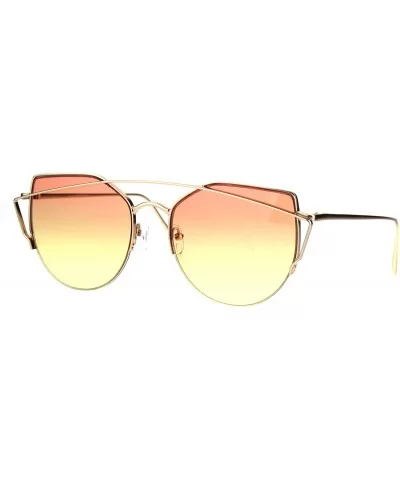 Oceanic Gradient Retro Metal Half Rim Avant Garde Cat Eye Sunglasses - Gold Orange Yellow - C118643TWX2 $18.85 Cat Eye