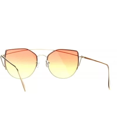 Oceanic Gradient Retro Metal Half Rim Avant Garde Cat Eye Sunglasses - Gold Orange Yellow - C118643TWX2 $18.85 Cat Eye