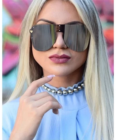 V Oversize Shield Women Sunglasses E 2180 Big Frame Gradient Lens - Black - CL18CLTZH9U $19.94 Rimless