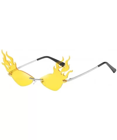 Man Women Irregular Flame Shape Sunglasses Vintage Cool Funny Sunglasses - Yellow - CW196DIL4OG $11.07 Wayfarer