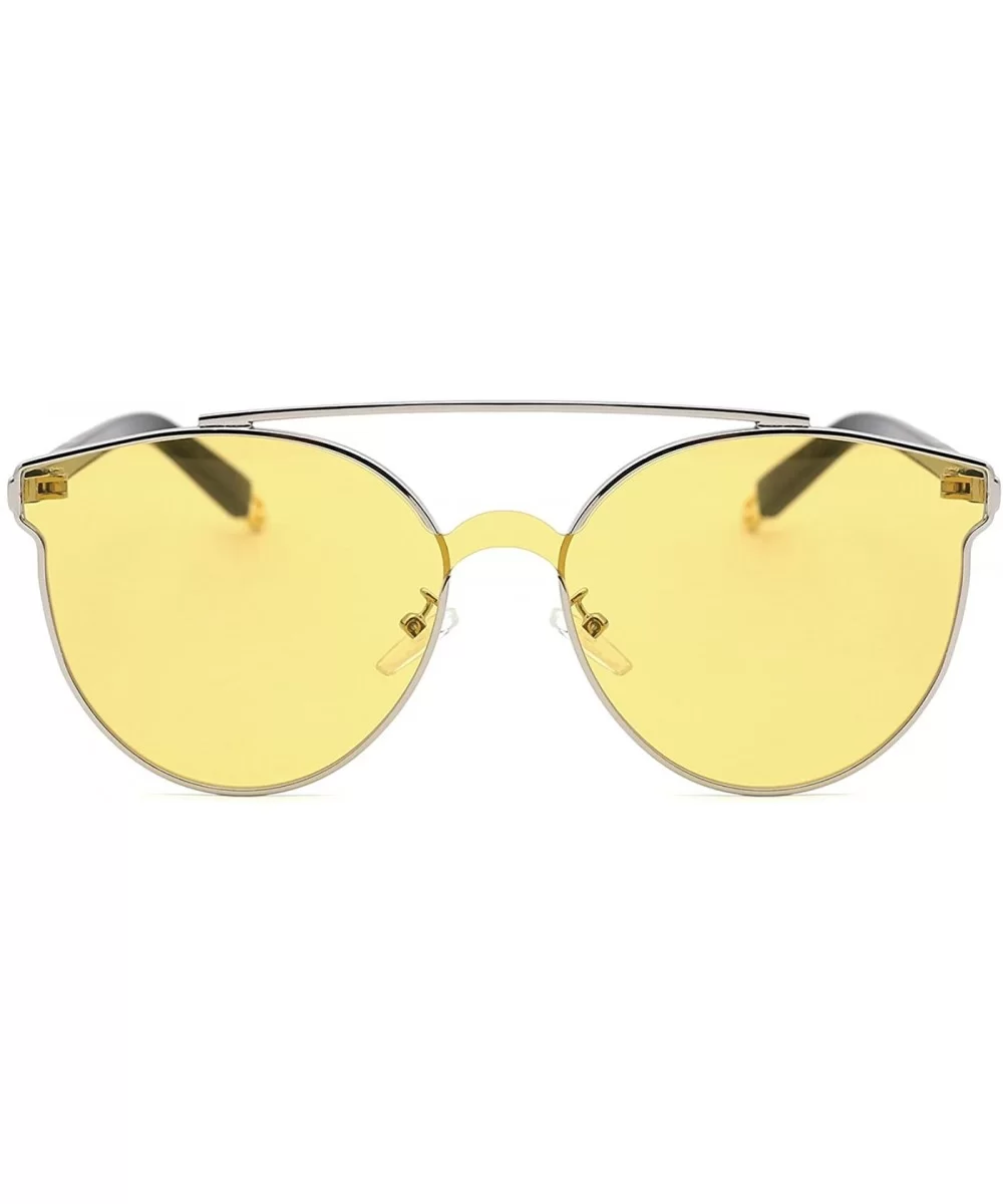 Women's Crossbar Flat Seamless Metal Sunglasses - C - C31832HN93R $26.67 Oval