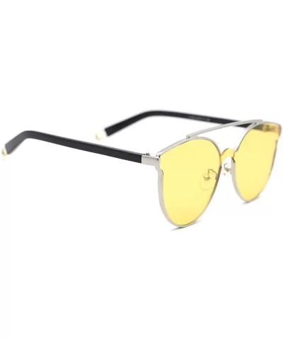 Women's Crossbar Flat Seamless Metal Sunglasses - C - C31832HN93R $26.67 Oval